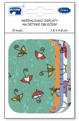 Nažehlovací záplaty s potiskem malé 10 ks - deštníky zelené + mix